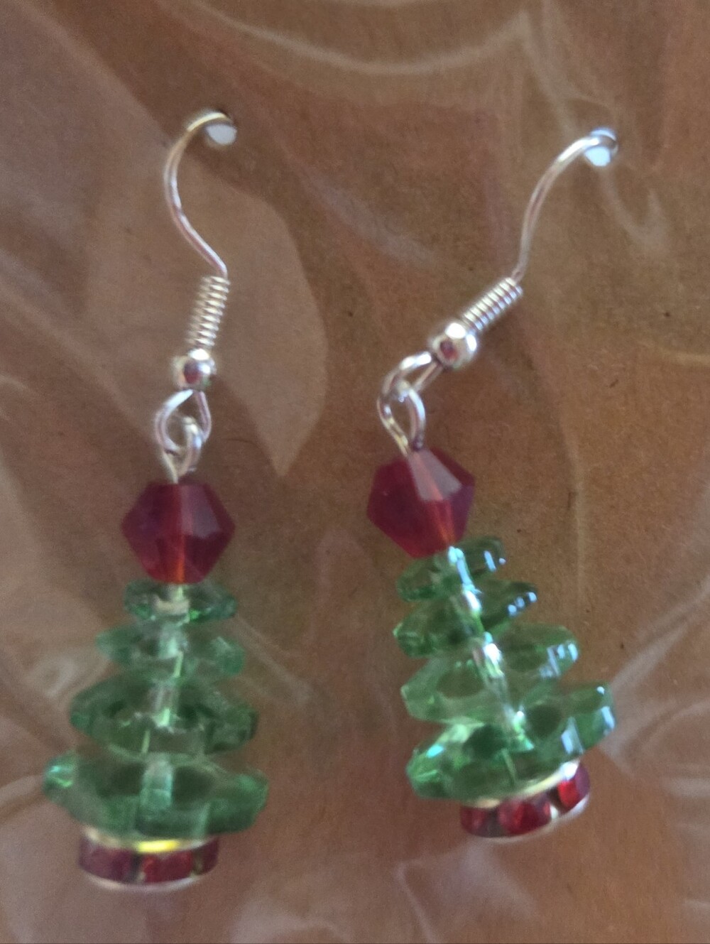 Holiday Green and Red Crystal Christmas Tree Earrings - Women Jewelry